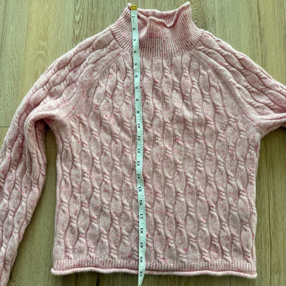 J.Crew Cable Knit Rollneck Cashmere Donegal Cropped Sweater - Picture 6 of 8